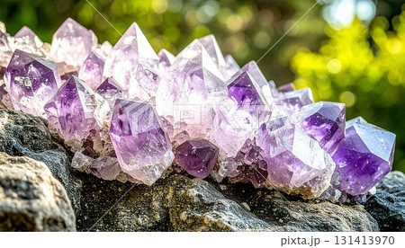 神秘と癒しを象徴する紫色の鉱物結晶 131413970