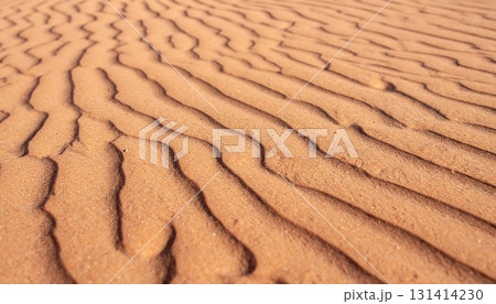黄金に輝く砂浜の波紋パターンの背景 131414230