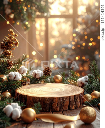ナチュラルなウッドとゴールドの輝きが創る、クリスマスの舞台 131414391