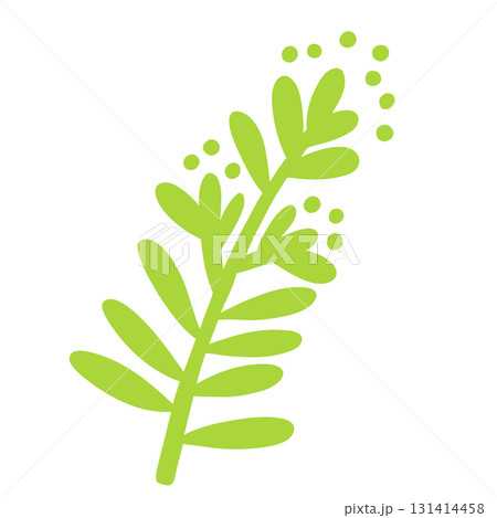 Simple green herb sprig for eco friendly design, natural herb icon for projects 131414458