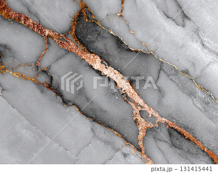 金を流し込んだようなひび割れが美しいグレーマーブル 131415441