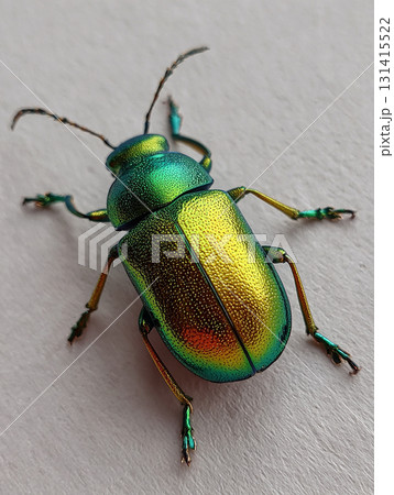 背中が光を反射する鮮やかな色のコガネムシのような甲虫 131415522