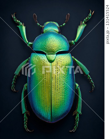 メタリックな緑と金色に光る神秘的な昆虫の姿 131415524