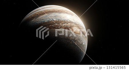 宇宙の闇に浮かぶ巨大で神秘的な木星の惑星 131415565