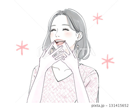 水彩画・手描き風のお笑い・大爆笑する女性のイラスト素材 水彩画・手描き風のお笑い・大爆笑する女性のイラスト素材 131415652