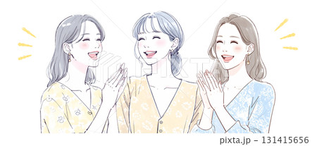 水彩画・手描き風のお笑い・大爆笑する女性のイラスト素材のイラスト