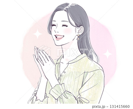 水彩画・手描き風のお笑い・大爆笑する女性のイラスト素材 水彩画・手描き風のお笑い・大爆笑する女性のイラスト素材 131415660