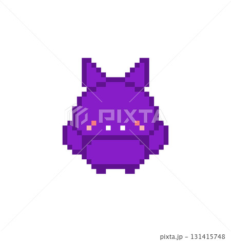 万歳する紫コウモリのドット絵 万歳する紫コウモリのドット絵 131415748