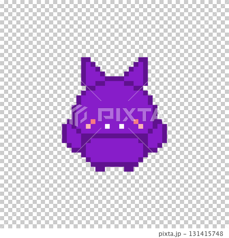 万歳する紫コウモリのドット絵 万歳する紫コウモリのドット絵 131415748