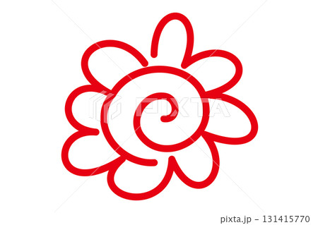 手描きのシンプルな赤い花丸のイラスト 131415770