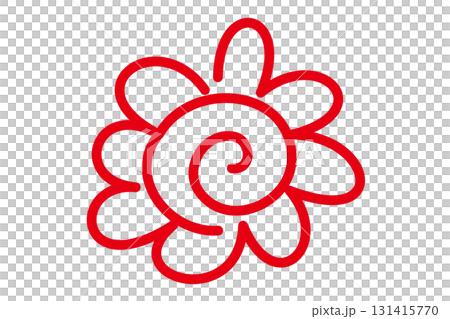 手描きのシンプルな赤い花丸のイラスト 131415770