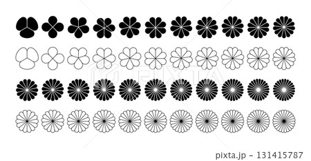 Flower petal shape icons set. Infographic circle diagram. Pie simple chart. Flower leaves geometric graphic element. Round wheel chart. Flat vector illustration isolated on white background Flower petal shape icons set. Infographic circle diagram. Pie simple chart. Flower leaves geometric graphic element. Round wheel chart. Flat vector illustration isolated on white background 131415787