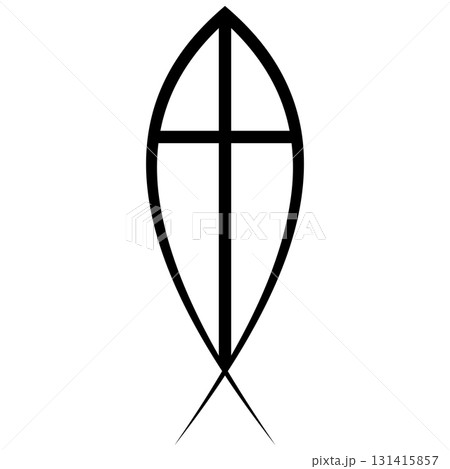 Christian Cross Ichthys Fish Symbol of Faith on White Christian Cross Ichthys Fish Symbol of Faith on White 131415857