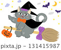 ハロウィン魔法使いの仮装をした黒猫 131415987