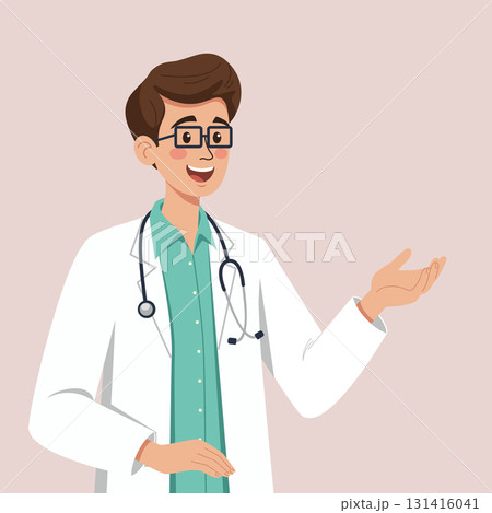 Male Doctor in White Coat with Stethoscope Consulting Male Doctor in White Coat with Stethoscope Consulting 131416041