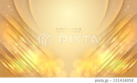 Golden luxury background decoration with diagonal gold line, glowing light effects, shiny dots, and bokeh elements Golden luxury background decoration with diagonal gold line, glowing light effects, shiny dots, and bokeh elements 131416058