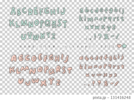 手繪字母系列（線條畫、粉紅色和綠色） 131416248