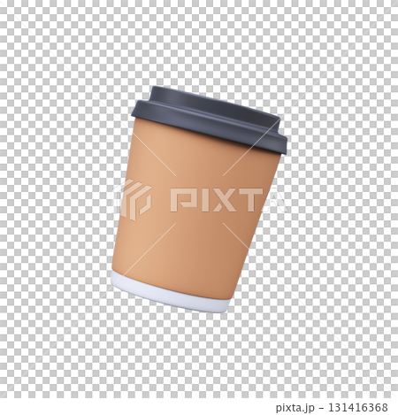 3D Brown Paper Coffee Cup with Lid 131416368