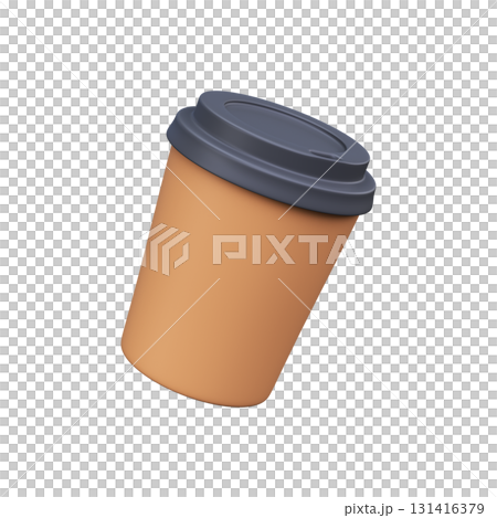 3D Brown Cardboard Cup with Lid 131416379