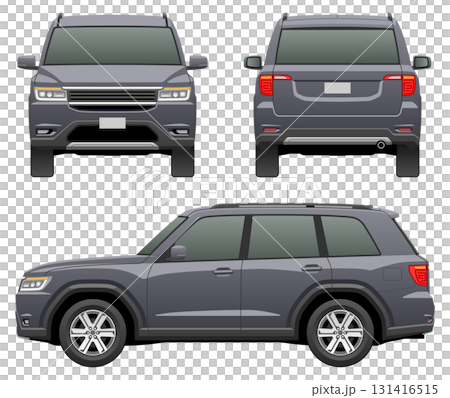 Illustration of a car seen from three directions (large SUV) 131416515