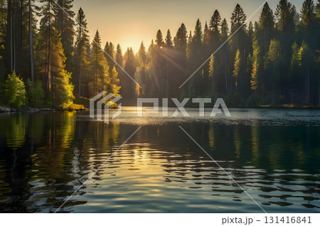 beautiful lake in the forest beautiful lake in the forest 131416841