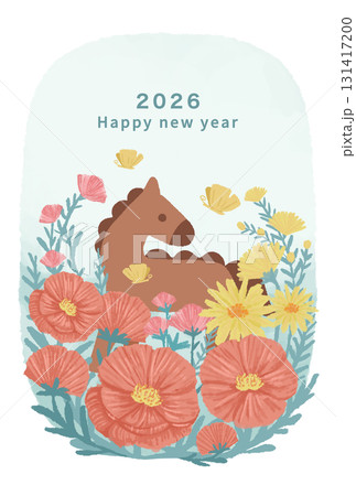 2026年 午年 年賀状テンプレート 2026年 午年 年賀状テンプレート 131417200