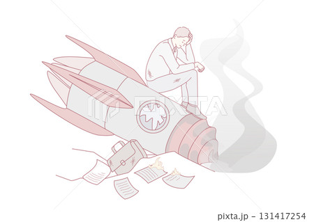 Failed and crashed business rocket startup 131417254