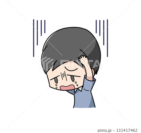 不安で泣き出す男性のイラスト 131417462