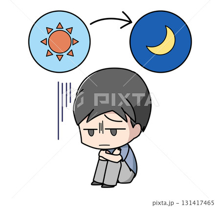 一日中落ち込んでいる男性のイラスト 131417465