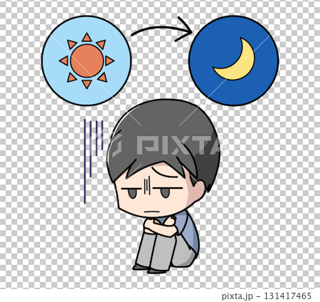 一日中落ち込んでいる男性のイラスト 131417465