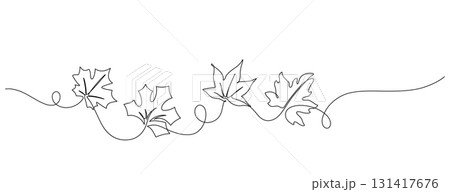continuous line drawing of autumn leaves handdrawn continuous line drawing of autumn leaves handdrawn 131417676