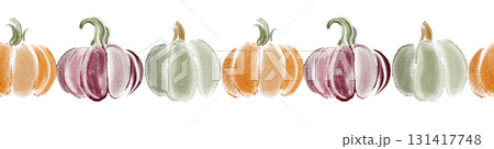 Watercolor pumpkins Horizontal seamless border for wrapping, packaging, invitation, and holiday cards. Hand drawn repeat edging for autumn, harvest, Halloween, and Thanksgiving. Watercolor pumpkins Horizontal seamless border for wrapping, packaging, invitation, and holiday cards. Hand drawn repeat edging for autumn, harvest, Halloween, and Thanksgiving. 131417748