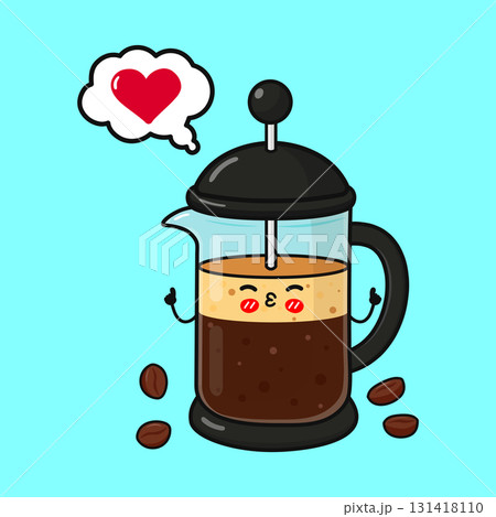 Cartoon french press coffee loving beverage Cartoon french press coffee loving beverage 131418110
