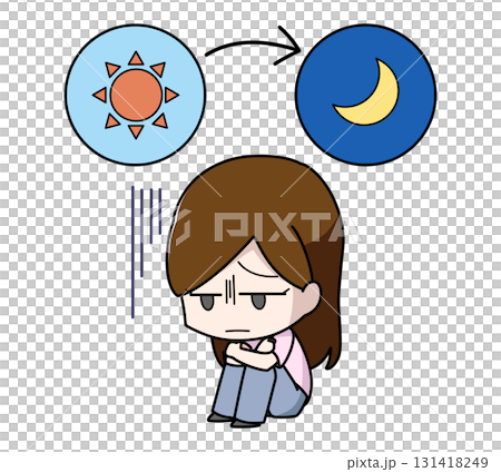 一位整天心情低落的女人的插圖 131418249
