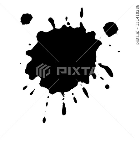 Splatter Paint Texture . Black Spray Blot of Ink. Place illustration Over any Object to Create Grungy Effect . hand drawn. Not AI, Vector 131418286
