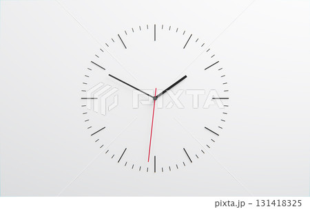 Minimalist 3D Clock Design on Simple White Background, Time Concept Minimalist 3D Clock Design on Simple White Background, Time Concept 131418325