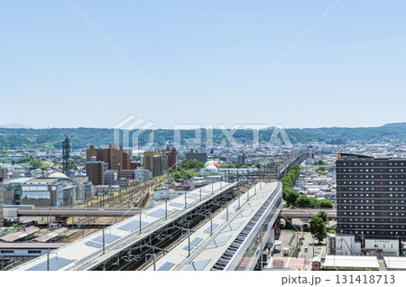 福島県福島市　JR福島駅周辺から望む福島市の街並み（JR福島駅周辺から南方向） 131418713