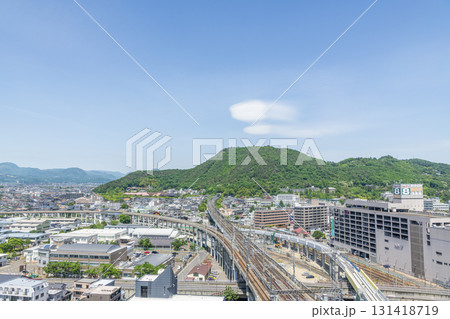 福島県福島市　JR福島駅周辺から望む福島市の街並み（JR福島駅周辺から北方向） 131418719