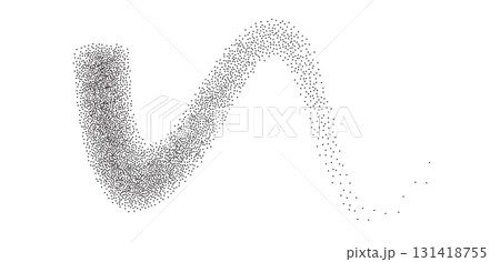 Noise gradients fly curved shape. Grainy texture splash wavy long textured element. Dotwork seed form. Vector gritty wavy line. Grunge cooking figure 131418755