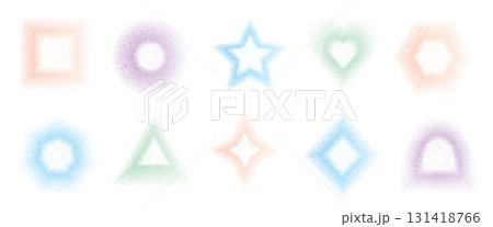 Dust power frames set. Dot work gradient simple geometric border shapes set. Grainy noise textured y2k elements. Triangle, blinks, star with rhombus and circle vector text boxes forms Dust power frames set. Dot work gradient simple geometric border shapes set. Grainy noise textured y2k elements. Triangle, blinks, star with rhombus and circle vector text boxes forms 131418766