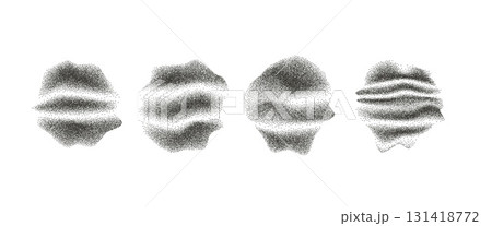 Grain noise abstract organic forms set. Grunge dotwork gradient spots with wave decoration. Black irregular shapes of dots texture. Liquid sand diffuse effect figures. Vector halftone illustration Grain noise abstract organic forms set. Grunge dotwork gradient spots with wave decoration. Black irregular shapes of dots texture. Liquid sand diffuse effect figures. Vector halftone illustration 131418772