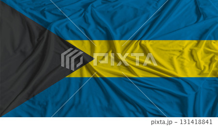 Bahamian flag with fabric texture background. National flag of Bahamas 131418841