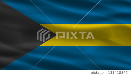 Bahamas flag with fabric texture. Realistic flag of Bahamas waving 131418845