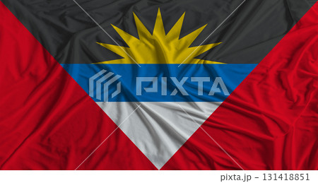 Antiguan flag with fabric texture background. National flag of Antigua and Barbuda Antiguan flag with fabric texture background. National flag of Antigua and Barbuda 131418851