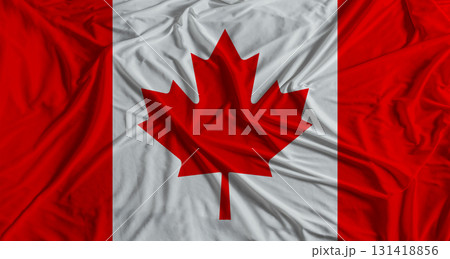 Canadian flag with fabric texture background. National flag of Canada 131418856