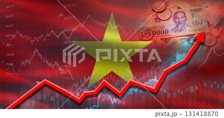 Vietnam financial growth on market graph. Vietnam economic growth on financial graph 131418870