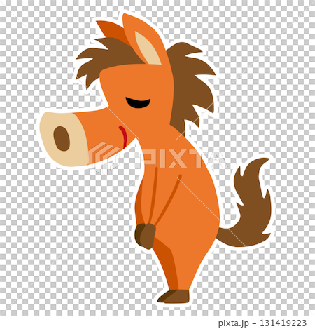 手繪放鬆的馬角色(新年、馬年、鞠躬) 手繪放鬆的馬角色(新年、馬年、鞠躬) 131419223