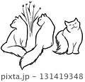Line drawing character of three cats 131419348
