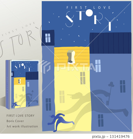 夜の洋風アパルトマン窓辺に佇み恋人を待つ女性を描いたフラットデザインのベクターイラスト。小説の表紙に 夜の洋風アパルトマン窓辺に佇み恋人を待つ女性を描いたフラットデザインのベクターイラスト。小説の表紙に 131419476