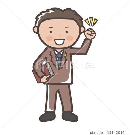 ガッツポーズでやる気満々な男性弁護士の全身イラスト ガッツポーズでやる気満々な男性弁護士の全身イラスト 131420164